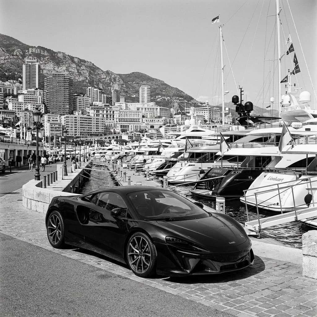 Black luxury sports car by marina